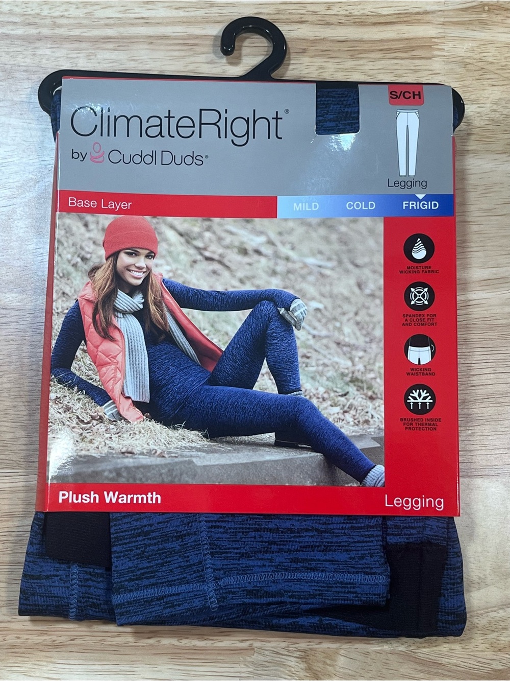 NWT ClimateRight by Cuddl Duds Blue Denim Thermal Base Layer Leggings Small